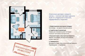 1-к квартира, 35,4 м², 8/9 эт.