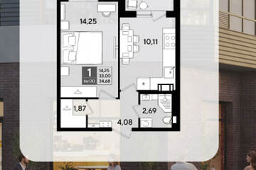 1-к квартира, 34,6 м², 12/12 эт.