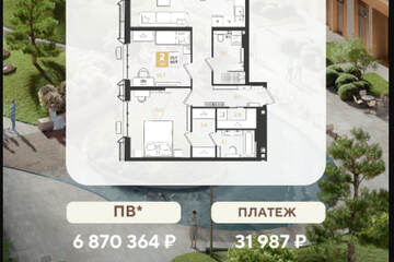 2-к квартира, 68,9 м², 2/18 эт.